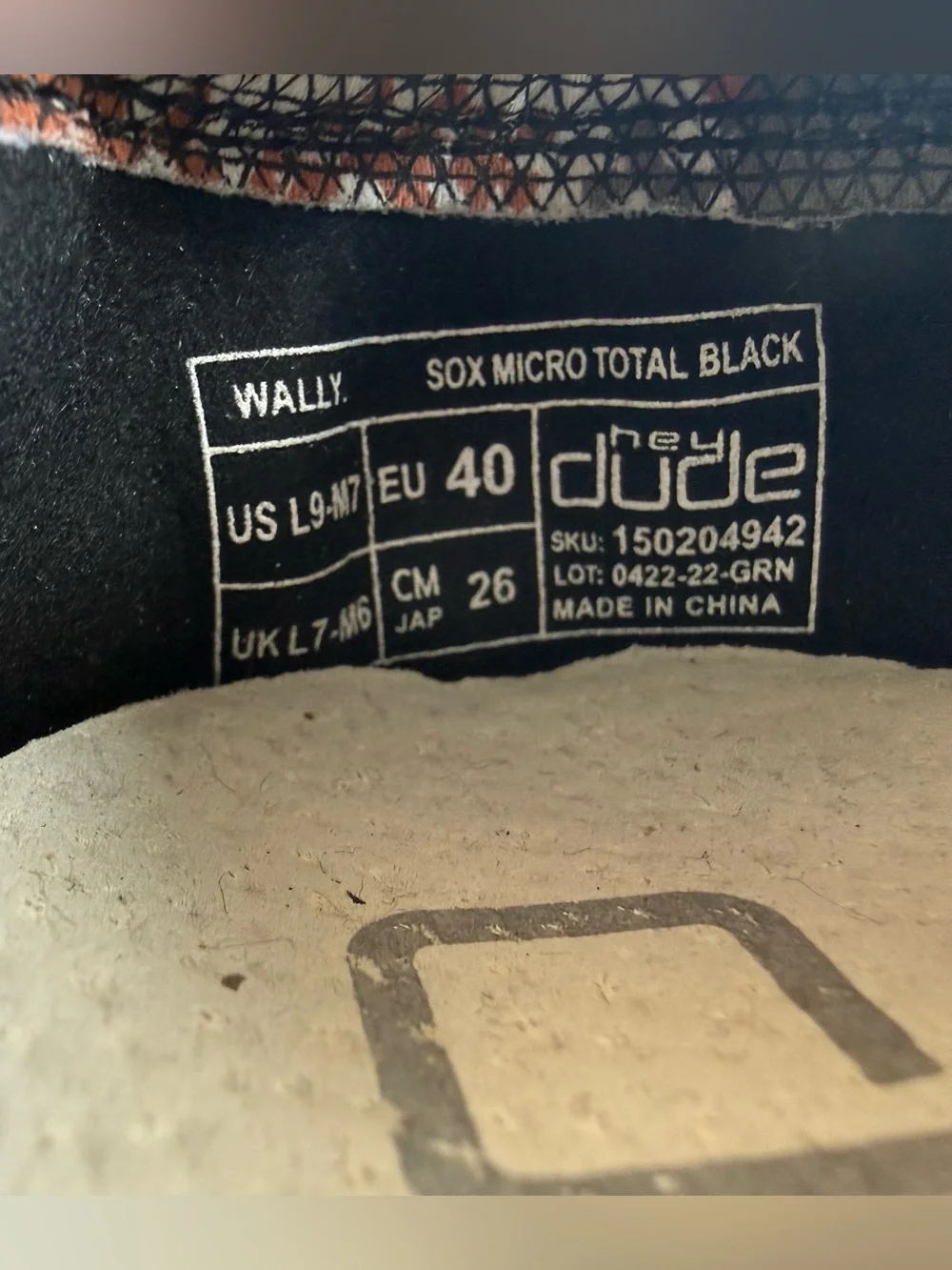 Hey Dude Wally Sox Micro Total Black Men’s 7